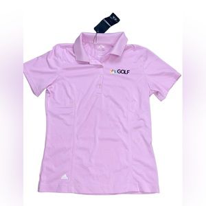 Adidas Golf Pure Motion Pink Golf Polo Shirt with NBC Golf embroidered logo NWT